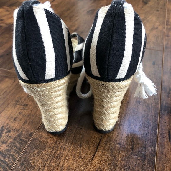 Kate Spade Striped Espadrilles Jute Wedges Sandals - Picture 4 of 8